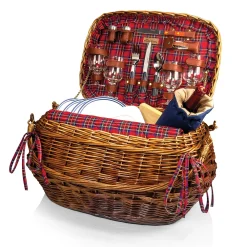 Picnic Time Highlander Willow Picnic Basket With Service For 4