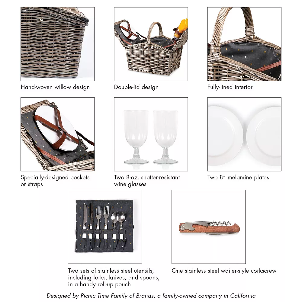 Picnic Time Piccadilly Service For Two Picnic Basket Set - Image 6