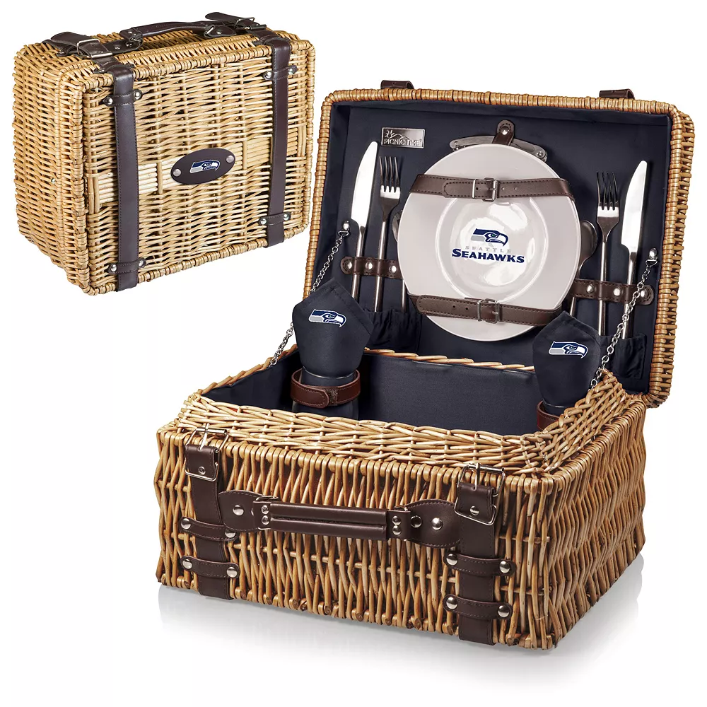 Picnic Time Seattle Seahawks Champion Willow Picnic Basket With Service For 2
