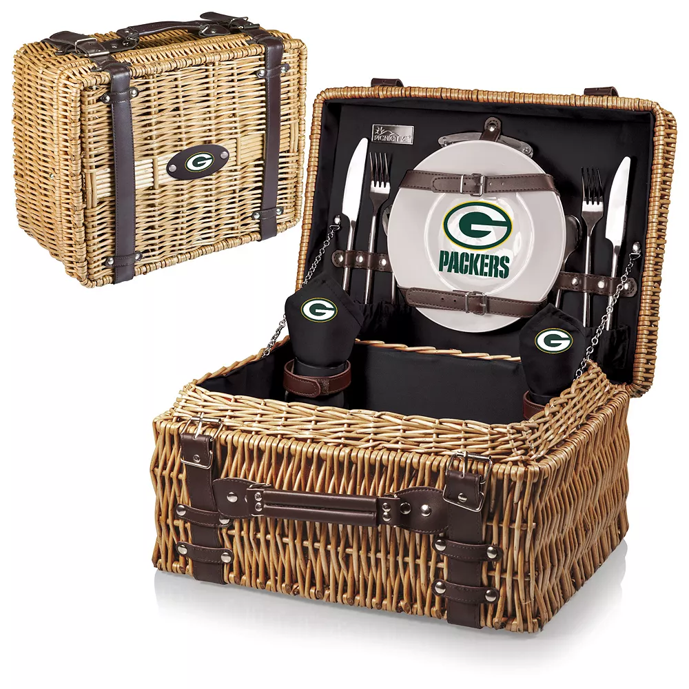 Picnic Time Green Bay Packers Champion Willow Picnic Basket With Service For 2
