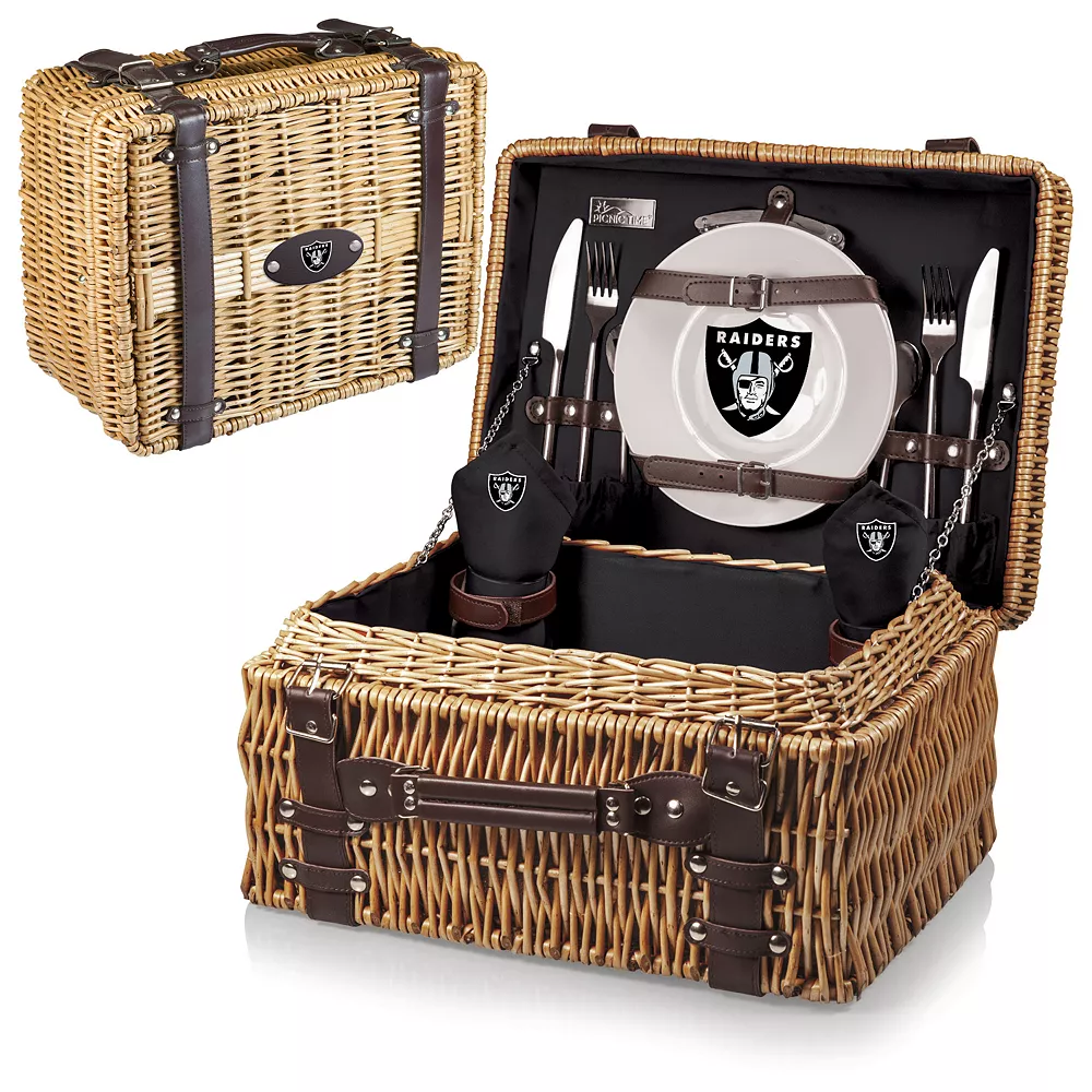 Picnic Time Oakland Raiders Champion Willow Picnic Basket With Service For 2 3 Picnic Time Oakland Raiders Champion Willow Picnic Basket With Service For 2
