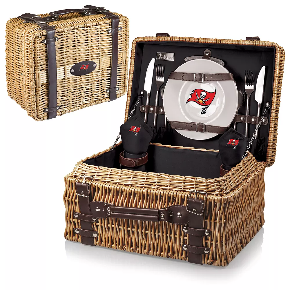 Picnic Time Tampa Bay Buccaneers Champion Willow Picnic Basket With Service For 2 3 Picnic Time Tampa Bay Buccaneers Champion Willow Picnic Basket With Service For 2