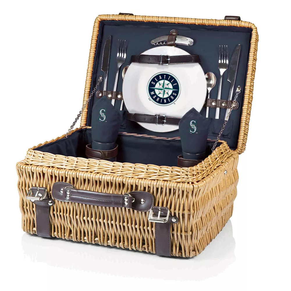 Picnic Time Seattle Mariners Champion Willow Picnic Basket With Service For 2