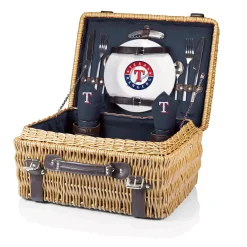 Picnic Time Texas Rangers Champion Willow Picnic Basket With Service For 2