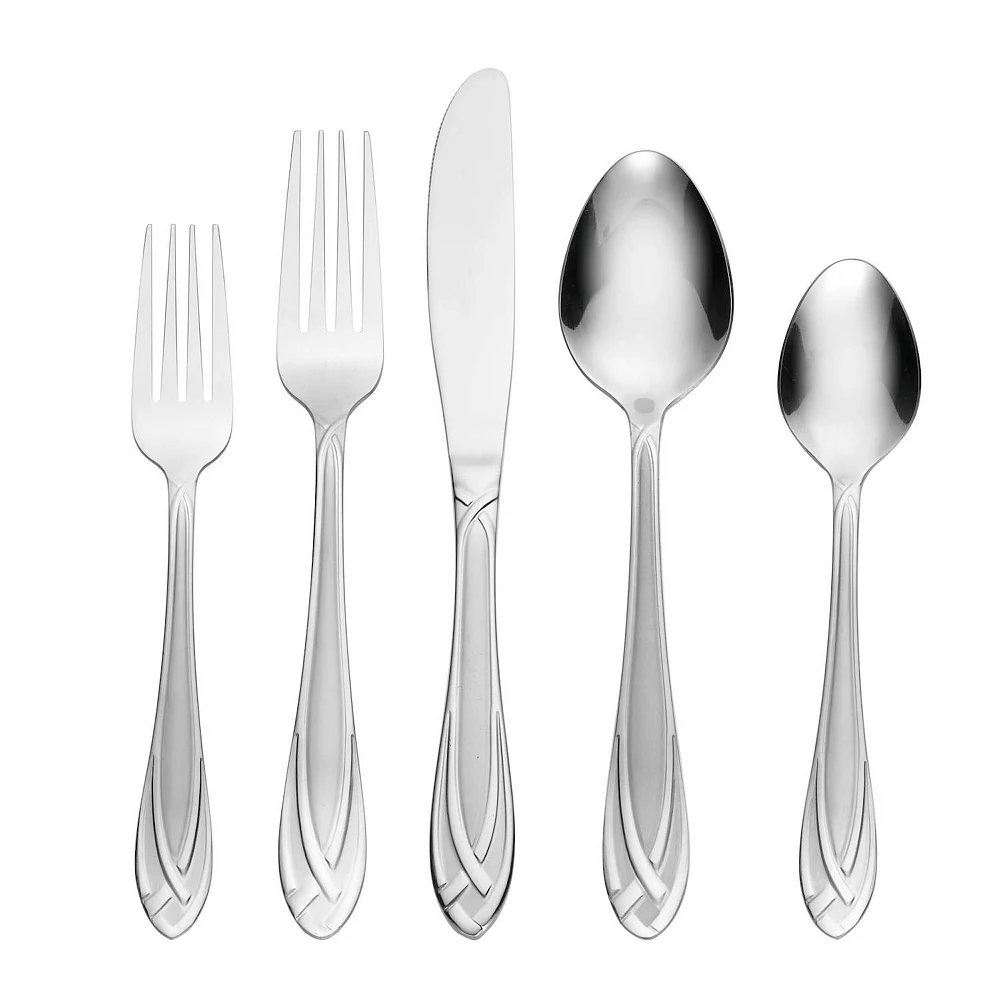 Hampton Forge Lace Frosted 54-pc. Flatware Set With Wood Caddy - Image 2
