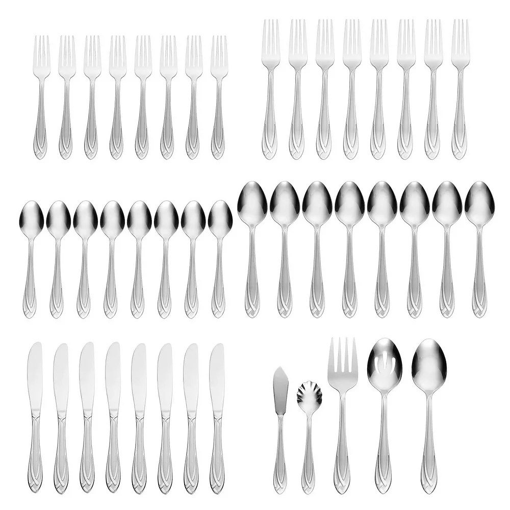 Hampton Forge Lace Frosted 54-pc. Flatware Set With Wood Caddy - Image 5