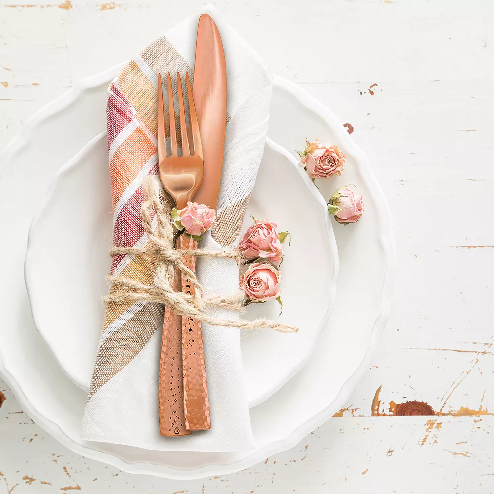 Argent Paris 20-pc. Hammered Copper Flatware Set 3 Argent Paris 20-pc. Hammered Copper Flatware Set - Image 2