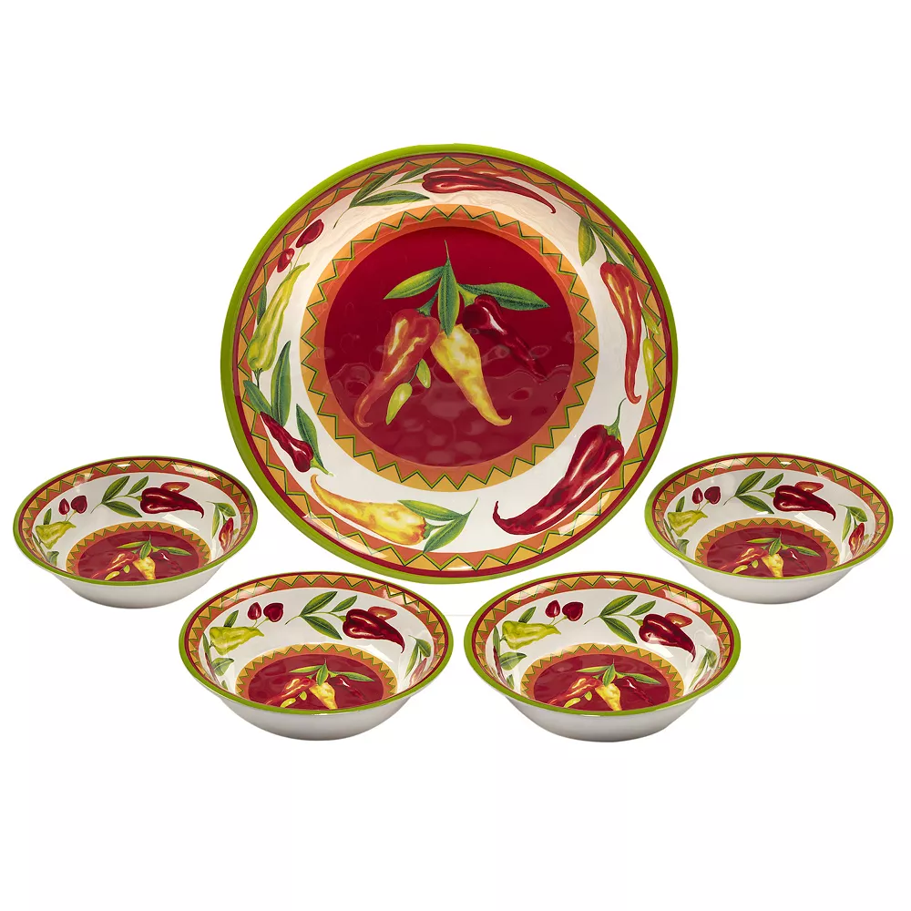 Certified International Red Hot 5-pc. Melamine Salad/Serving Set 3 Certified International Red Hot 5-pc. Melamine Salad/Serving Set