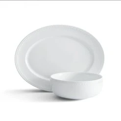 Fitz & Floyd Beaded Bowl & Platter Serving Set