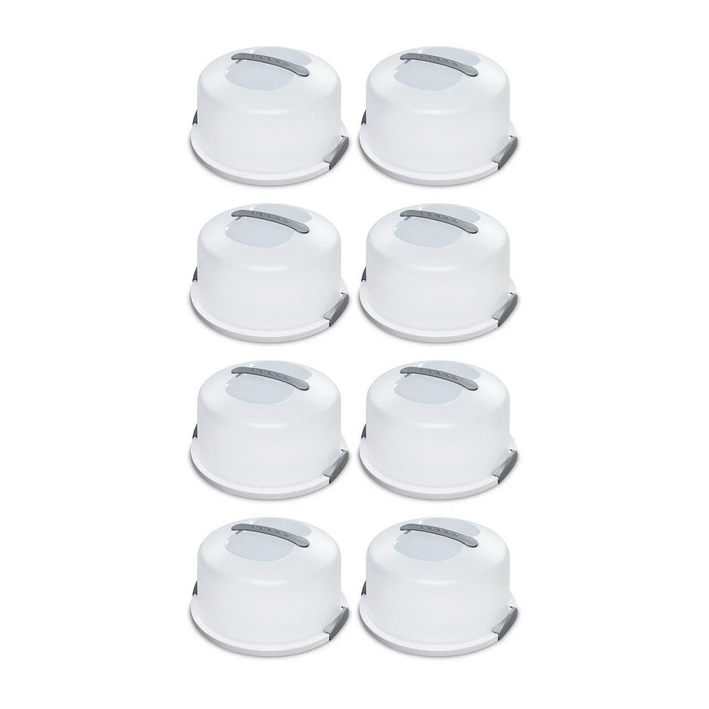 Sterilite Portable Latching Cake Server Carrier Keeper With Handles (8 Pack)