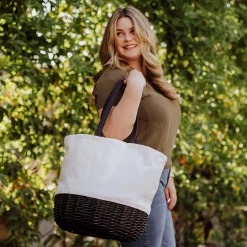 Alternative view of Picnic Time Coronado Canvas & Willow Basket Tote
