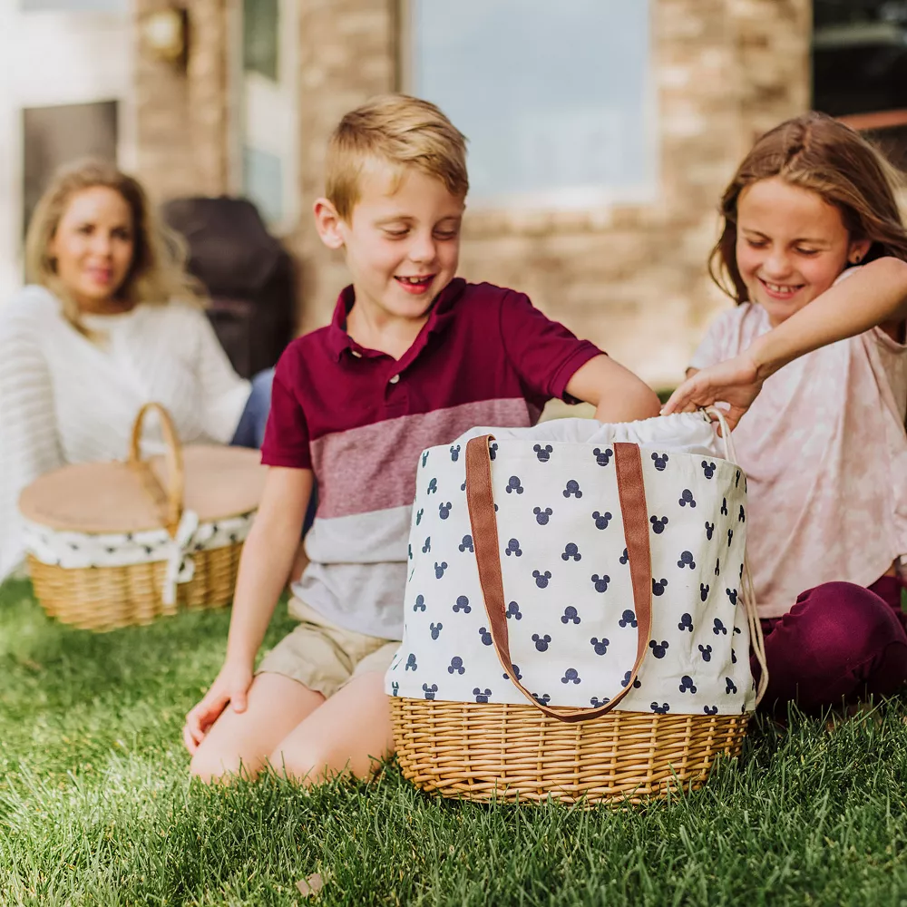 Disney's Mickey Mouse Silhouette Coronado Canvas & Willow Basket Tote By Picnic Time 4 Disney's Mickey Mouse Silhouette Coronado Canvas & Willow Basket Tote By Picnic Time - Image 2