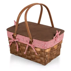 Picnic Time Kansas Handwoven Wood Picnic Basket