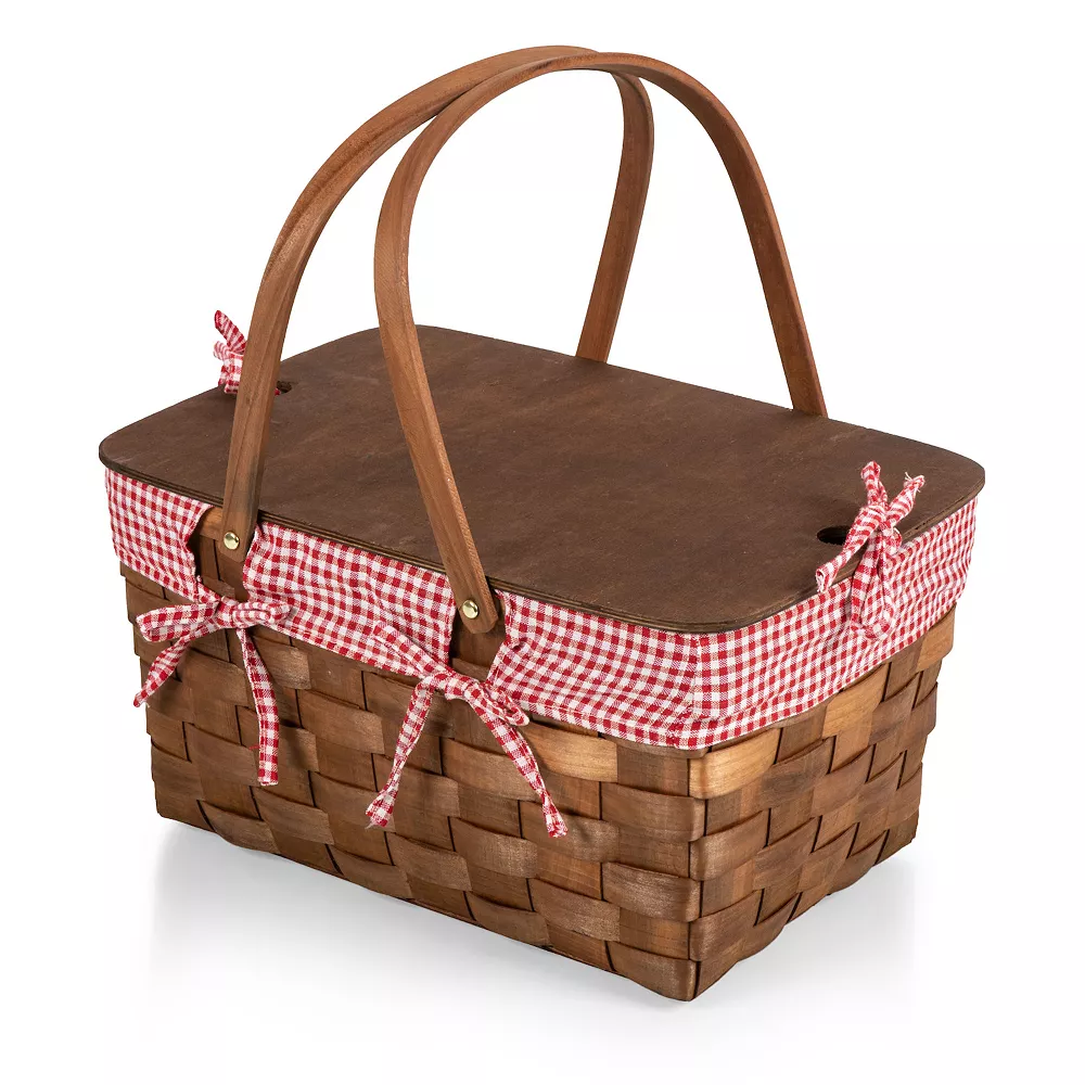 Picnic Time Kansas Handwoven Wood Picnic Basket 3 Picnic Time Kansas Handwoven Wood Picnic Basket