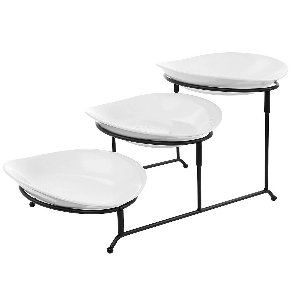 Elama 3 Tier Oval Plate Porcelain Serveware Set 3 Elama 3 Tier Oval Plate Porcelain Serveware Set