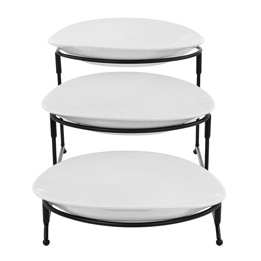 Elama 3 Tier Oval Plate Porcelain Serveware Set 6 Elama 3 Tier Oval Plate Porcelain Serveware Set - Image 4