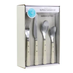 Martha Stewart Gibson Everyday Garden Cottage 16 Piece Stainless Steel Flatware Set In Cream