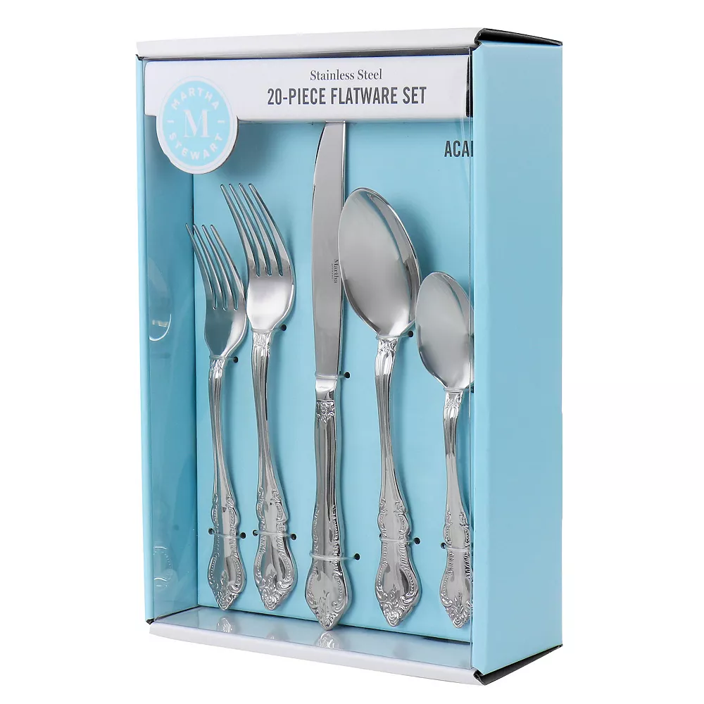 Martha Stewart Acadia 20 Piece Stainless Steel Flatware Set 3 Martha Stewart Acadia 20 Piece Stainless Steel Flatware Set