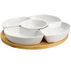 Elama Signature Lazy Susan Appetizer And Condiment Server Set