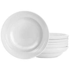 Martha Stewart Gibson Everyday 6 Piece 9in Ceramic Pasta Bowl Set In White