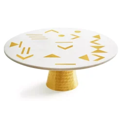 GAURI KOHLI Olympia Marble & Gold Cake Stand 12"