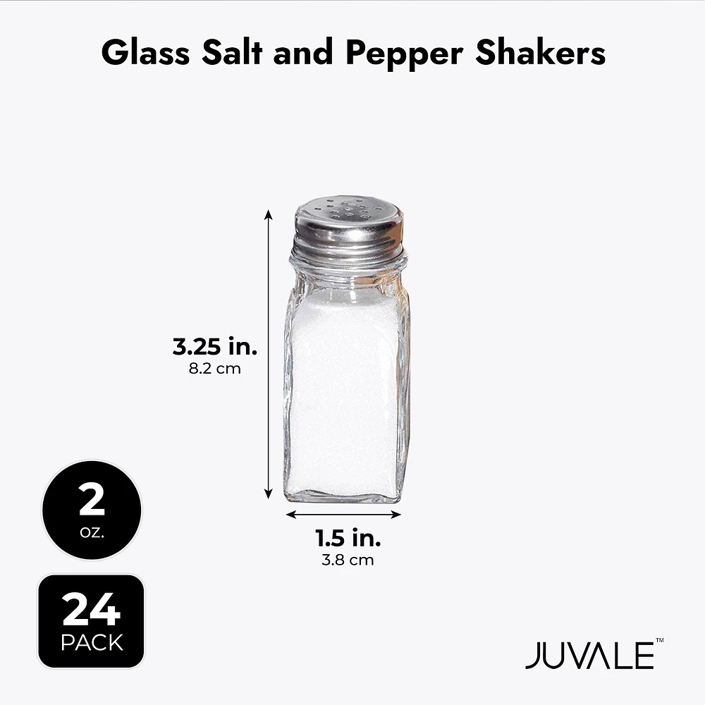 Juvale 24 Pack Glass Salt And Pepper Shakers Bulk Set, Spice Containers For Restaurant 4 Juvale 24 Pack Glass Salt And Pepper Shakers Bulk Set, Spice Containers For Restaurant - Image 3