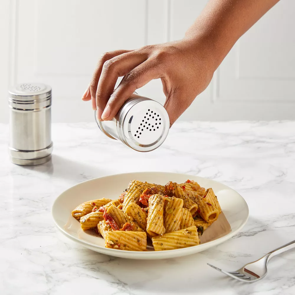 Juvale Stainless Steel Salt And Pepper Shakers Set For Kitchen Condiments (3.5 In, 2 Pieces) - Image 2