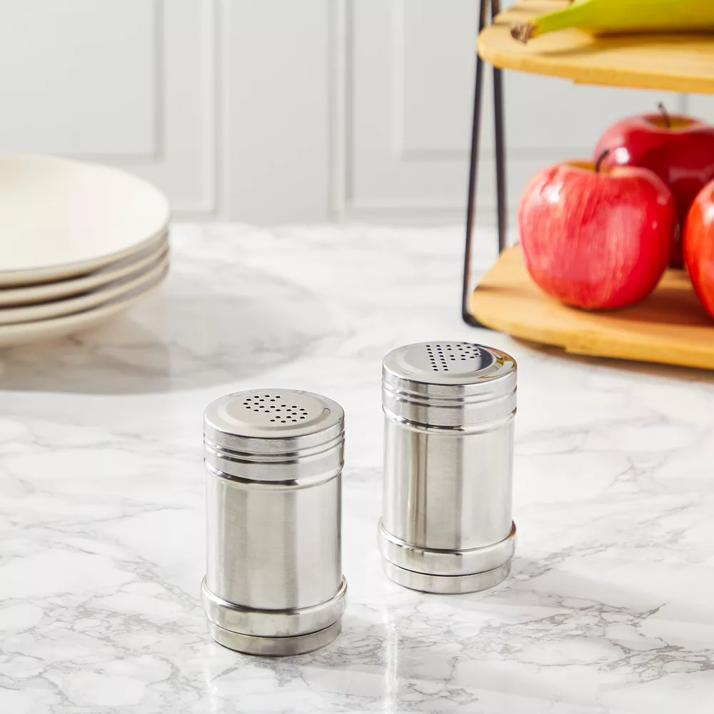 Juvale Stainless Steel Salt And Pepper Shakers Set For Kitchen Condiments (3.5 In, 2 Pieces) - Image 3