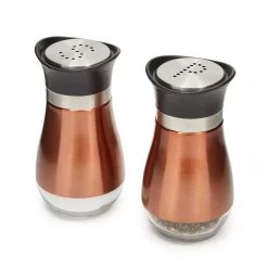 Juvale Gold Stainless Steel Salt And Pepper Shakers With Glass Bottom, Refillable (2 Piece Set)