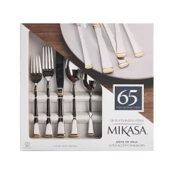 Mikasa Harmony 65-pc. Gold-Accent Flatware Set 12 Mikasa Harmony 65-pc. Gold-Accent Flatware Set -tableware shop 6101459 ALT4
