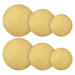 Juvale 8" 10" 12" Gold Cake Drum Set For Baking Supplies, Round Cake Boards For Desserts (6 Pack)