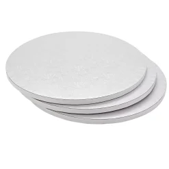 Juvale 14 Inch White Cake Drum Set For Baking Supplies, Round Cake Boards For Desserts (3 Pack)