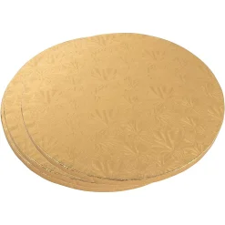 Juvale 14 Inch Cake Board Rounds, Disposable Gold Foil Boards For Cooking, Baking (3 Pack)