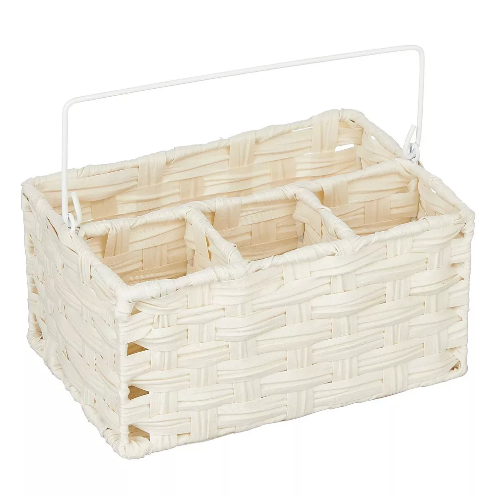 MDesign Woven Cutlery Storage Organizer Caddy Tote Bin Basket