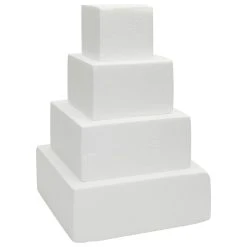 Bright Creations Square Foam Cake Dummy For Decorating And Wedding Display, 4 Tiers Of 4" 6" 8" 10" Dummies (14.4 Inches Tall)
