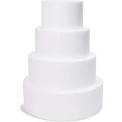 Juvale 4 Piece Round Foam Cake Dummies For 16" Tall Fake Wedding Cake In 4 Sizes (6, 8, 10, And 12 Inches)