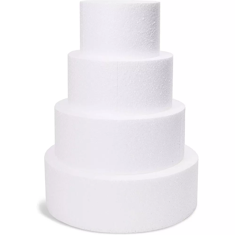 Juvale 4 Piece Round Foam Cake Dummies For 16" Tall Fake Wedding Cake In 4 Sizes (6, 8, 10, And 12 Inches)