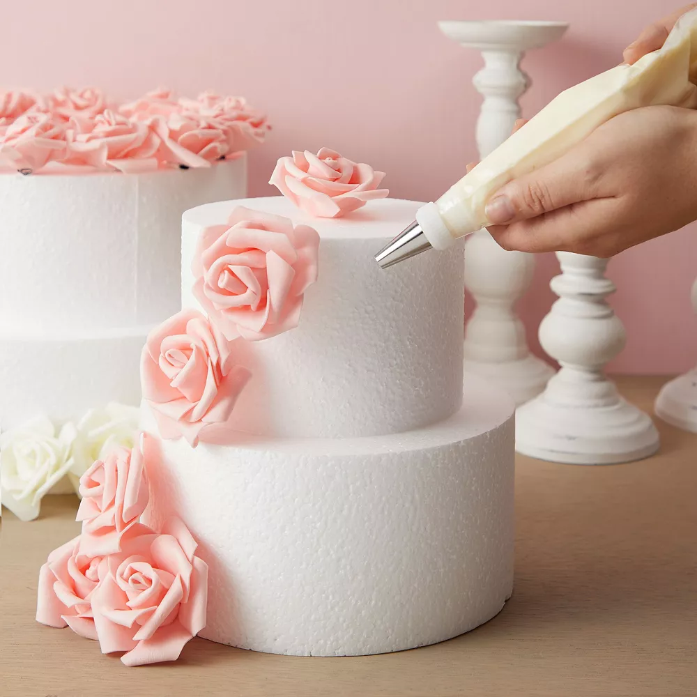 Juvale 4 Piece Round Foam Cake Dummies For 16" Tall Fake Wedding Cake In 4 Sizes (6, 8, 10, And 12 Inches) - Image 2