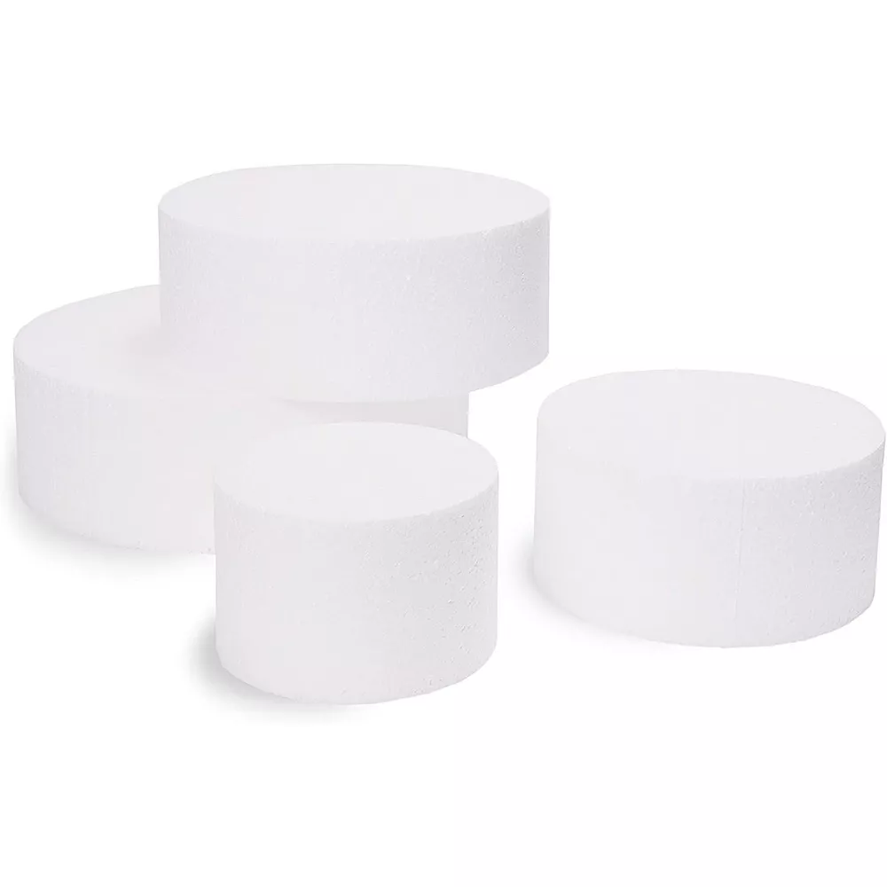 Juvale 4 Piece Round Foam Cake Dummies For 16" Tall Fake Wedding Cake In 4 Sizes (6, 8, 10, And 12 Inches) - Image 4