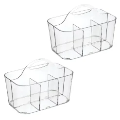 MDesign Plastic Kitchen Cutlery Caddy Storage Organizer Bin Tote - 2 Pack